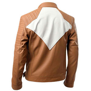 Chaqueta de Cuero Genuino de Piel de Oveja para Hombre, Nuevo Diseño, Chaqueta de Motero de Invierno de Alta Calidad, Resistente al Viento e Impermeable, con Logotipo Personalizado y Cuello Alto - Product Image 5