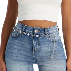 Shorts de mezclilla de alta calidad para mujer, casuales, de tiro medio, de secado rápido, transpirables, azul lavado, con dobladillo deshilachado y detalle de corazón, moda de verano. - Product Image 3