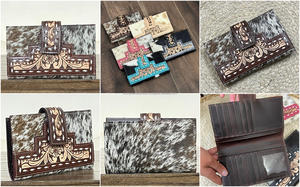 Cartera Larga Bifold de Cuero Genuino de Lujo Hecha a Mano 2026, de Piel de Vacuno con Pelo, Multiusos, Portátil, de Gran Capacidad, Tipo Clutch - Product Image 3