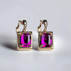 Nueva llegada 18K chapado en oro plata esterlina 925 turmalina pendientes de gota de piedras preciosas para mujeres y niñas - Product Image 3
