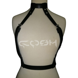 Arnés Halter de Piel Sintética Negra con Tirantes Ajustables y Hebillas Plateadas - Product Image 2