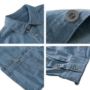 Proveedor Mayorista de Camisas de Mezclilla para Hombre, Manga Larga, Color Sólido, Cierre de Botones, Textura Suave, Servicio OEM, Ropa de Algodón, Marca Privada - Product Image 4