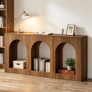 Table console longue en bois rustique et industriel vintage avec rangement pour salon, villa, table basse contemporaine minimaliste, décoration intérieure - Product Image 4