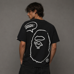 Camiseta Personalizada de Estilo Urbano Vintage para Hombre, con Estampado Gráfico de Cabeza de Simio Grande en la Parte Delantera, 100% Algodón Tejido, 240g, Corte Regular, Manga Corta - Product Image 3