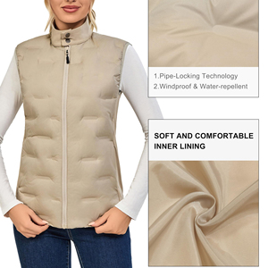 Chaleco Acolchado Ligero y Resistente al Agua para Mujer, Estilo Simple de Algodón, Venta al Por Mayor, Personalizable - Product Image 4