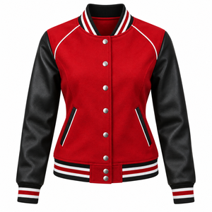 Veste de baseball personnalisable pour femmes avec manches longues et logo brodé personnalisé à prix avantageux - Product Image 4