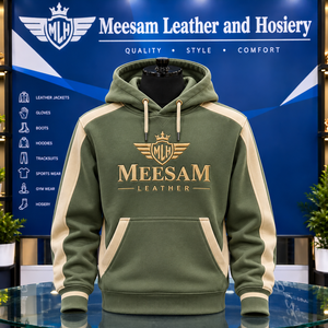 Sudadera con Capucha Negra para Hombre de Cuero Meesam, Sudadera con Bolsillo y Logotipo Bordado - Product Image 3