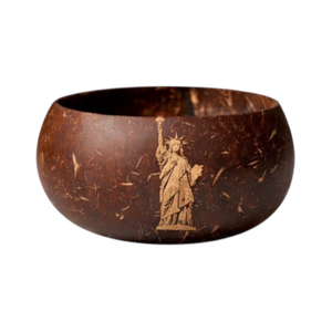 Bol en Coque de Noix de Coco Poli de Haute Qualité, Écologique, Fait Main, Décoration Artistique Gravée, Style Américain, Cadeau Unique pour le 4 Juillet - Product Image 6