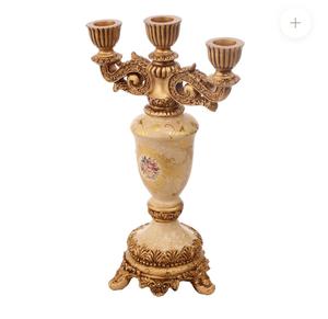 Candelabro Dorado de Tres Brazos, Decoración Metálica para el Hogar, Portavelas Decorativo de Estilo Vintage - Product Image 2