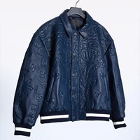 Blouson Bomber Homme en Cuir PU Gaufré Motif Paisley Col Montant Brodé Style Streetwear Hiver Coupe Droite