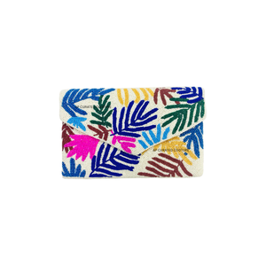 Pochette élégante faite à la main avec broderie de feuilles bleues et vertes, sac de soirée et de tous les jours personnalisé pour femmes - Product Image 3