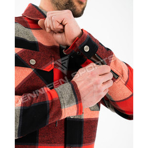 Chemise de moto pour homme en flanelle de laine certifiée CE, rembourrée avec doublure en aramide, aérations sous les bras, doublure en maille - Product Image 2