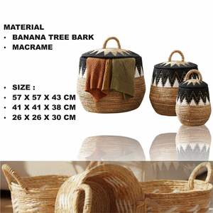 Cesta Negra DAYAK Hecha a Mano con Corteza de Plátano y Algas Marinas - Product Image 2