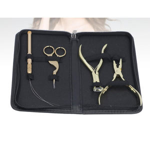 Kit d'outils pour extensions capillaires : Ciseaux et pinces métalliques dorés, ensemble d'installation et de retrait pour extensions capillaires, étanche, micro-liens manuels - Product Image 1