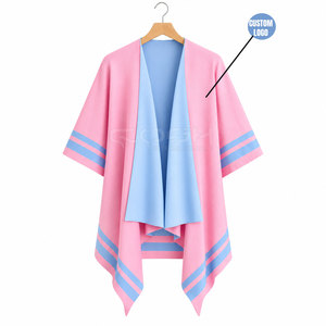 Cardigan décontracté à manches chauve-souris color block rayé rose et bleu, style long, de la sororité Cosh International - Product Image 5