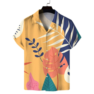 เสื้อเชิ้ตแขนสั้นผ้าโพลีเอสเตอร์พิมพ์ลายซิลค์สกรีนระบายอากาศได้ดีสำหรับผู้ชาย เสื้อฮาวายสำหรับใส่ชายหาดฤดูร้อน - Product Image 2