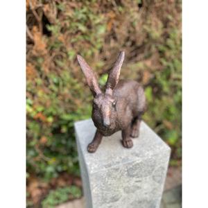 <b>Hand</b> <b>Casted</b> Rabbit Sculpture Bronze Finish For Easter Decoration Garden Supplies Metal Rabbit Statue Customizable Designs - Product Image 5