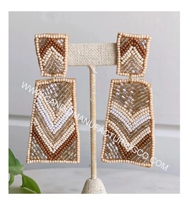 Boucles d'oreilles pendantes en forme de bouteille de champagne perlée, motif floral, couleur or vert, bijoux fantaisie pour femmes - Product Image 4