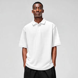 Men Summer <b>Drop</b> Shoulder Polo Shirts Men's Casual Oversize Polo Shirts Mens High Quality Oversized Button Polo Shirt For Men - Product Image 4