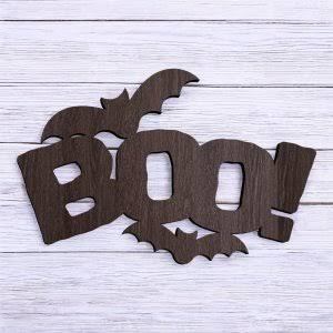 Wooden Halloween BOO Sign Wall Art Decor Irregular Shape Rustic Handmade Hanging <b>Ornamental</b> Single-piece Package - Product Image 1