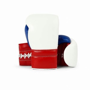 Guantes de Boxeo Profesionales de Venta Caliente con Cordones en la Muñeca, Logotipo Personalizado, Hechos con Cuero Genuino, para Competencia y Combate, para Adultos, Par - Product Image 1