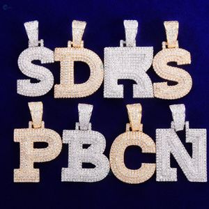 Collier alphabet personnalisé avec diamants de laboratoire, pendentif lettre A à Z serti de diamants, style rappeur, pendentif hip hop - Product Image 1
