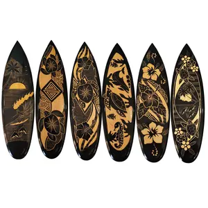 Tabla de surf de madera de Mango tallado a mano, 50 cm, diseño variado, arte de pared, regalo hawaiano y artesanía de Bali, Indonesia