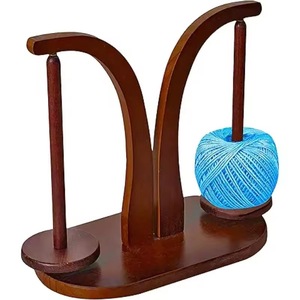 Wooden Double Yarn Holder Curved Stand For Knitting Crochet Ball <b>Storage</b> <b>Rack</b> Minimalist Design Desk Organizer - Product Image 2