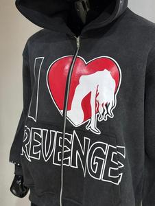 เสื้อฮู้ดดี้ทรงครอป ผ้าฝ้ายเฟรนช์เทอร์รี่ 100% ลายเรียบ ทรงหลวม ซิปหน้า ล้างสีแบบแอซิดวอช ปักโลโก้แบบพิเศษ - Product Image 5