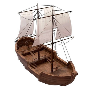 Modèle de bateau à voile en bois fait main, décoration murale de style pirate rustique pour le salon - Product Image 1