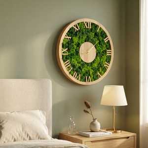 Green Haven Wood Slice <b>Clock</b> Mossy Timber Artisan Wall <b>Clock</b> Rustic Woodland Moss Decor <b>Clock</b> Enchanted Forest Wood Wild <b>Clock</b> - Product Image 1