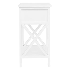 FCH Modern <b>Set</b> of 2 White End <b>Tables</b> Nightstands with 1 Drawer and Storage Shelf Contemporary <b>Side</b> <b>Tables</b> - Product Image 4