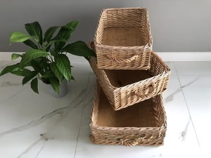 Artex Green Earth Set 3 <b>Wicker</b> <b>Basket</b> Handmade Eco-Friendly Natural Rattan <b>Square</b> Storage <b>Baskets</b> Modern Multifunction Made - Product Image 1