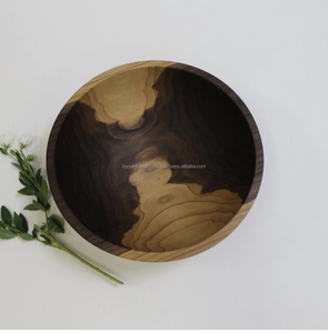 Bol à salade rond en bois d'acacia, bol de service pour en-cas en bois d'acacia d'Inde - Product Image 2