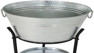 Hammered Design Silver Finished Metal Stand Basic Ice Tub Ideal For Events Parties <b>Serving</b> Stylish Display And Beverage Cooling - Product Image 4