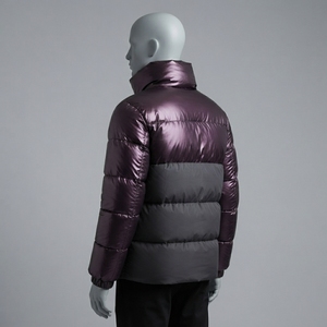 Chaqueta acolchada de dos tonos para hombre, metálica, cálida para invierno, con cuello alto, informal, con cremallera, OEM, ODM, venta al por mayor - Product Image 2