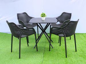 All-Weather Square Perforated Resin Bistro <b>Table</b> MN04 Metal Frame | Heavy-Duty Anti-Slip Modern <b>Outdoor</b> Cafe Desk 1-Year - Product Image 3