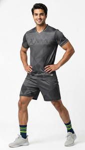 Ensemble maillot et short de volley-ball rayé rouge rubis personnalisé en gros, uniforme d'équipe léger OEM, vêtements de sport par sublimation - Product Image 5