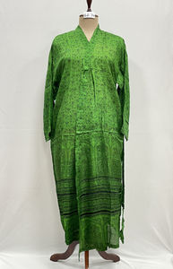 Bata de Novia Ligera de Seda para Mujer, Ropa de Dormir Larga, Kimono de Seda Reciclada Estilo Sari Indio Vintage con Logo Frontal, Verano - Product Image 2