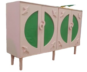 Mesa de consola convertible de entrada moderna tallada a mano con acabado desgastado Patas curvas Diseño estrecho Construcción de madera maciza - Product Image 3