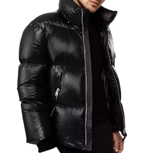 Veste d'hiver pour homme en duvet noir, à capuche, fermeture éclair, coupe-vent, décontractée, couleur unie, coupe classique - Product Image 4