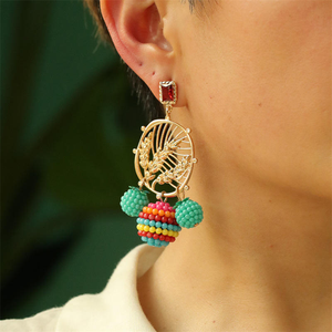 Pendientes de Aro Modernos para Mujer, Estilo Boho, con Colgante de Bola de Arándanos, Pendientes de Gota de Color para Mujer - Product Image 4