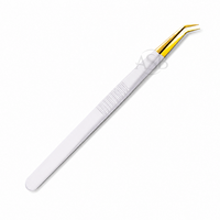 Pince à épiler isolante en acier inoxydable blanc or 45 degrés, impression de logo personnalisée, instrument de beauté, pince à épiler de précision pour cils