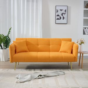 Divano letto futon convertibile in tessuto Teddy Fleece da 70 pollici con braccioli e schienale regolabili, divano moderno per soggiorno - Product Image 2