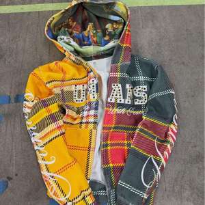 Sudadera con Capucha a Cuadros de Algodón 100% Estilo Retro Personalizada con Diseños de Impresión/Cuentas/Bordados, Personalizable - Product Image 1