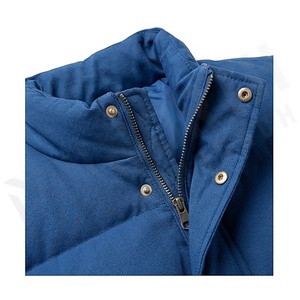 Blue Quilted Vest Stand Collar Zipper Closure Polyester Wadding Winter Wear - Product Image 4