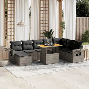 Set Divano da Giardino Grigio, Mobili da Esterno in Rattan con Cuscini, Design Contemporaneo, Resistente ai Raggi UV, Sedute da Patio in Vimini PE - Product Image 1