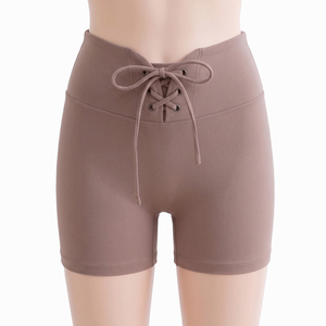 Shorts de Yoga de Cintura Alta para Mujer, Personalizados OEM, con Cordón Frontal, Elásticos en 4 Direcciones, 220GSM, Spandex y Nailon - Product Image 4