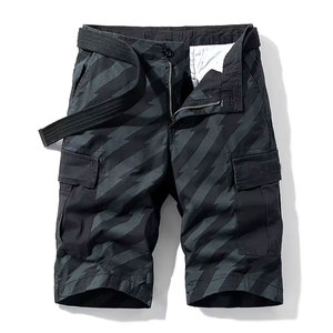 Shorts cargo pour homme, taille mi-haute, respirants, en toile, avec poches, fermeture à cordon, séchage rapide, 100% coton, style décontracté - Product Image 1