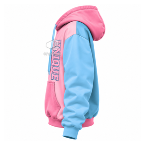 Sudadera con Capucha para Mujer Gamma Phi Delta, Color Rosa y Azul, con Letras Griegas Bordadas, Cordón Ajustable y Bolsillo Tipo Canguro - Product Image 3